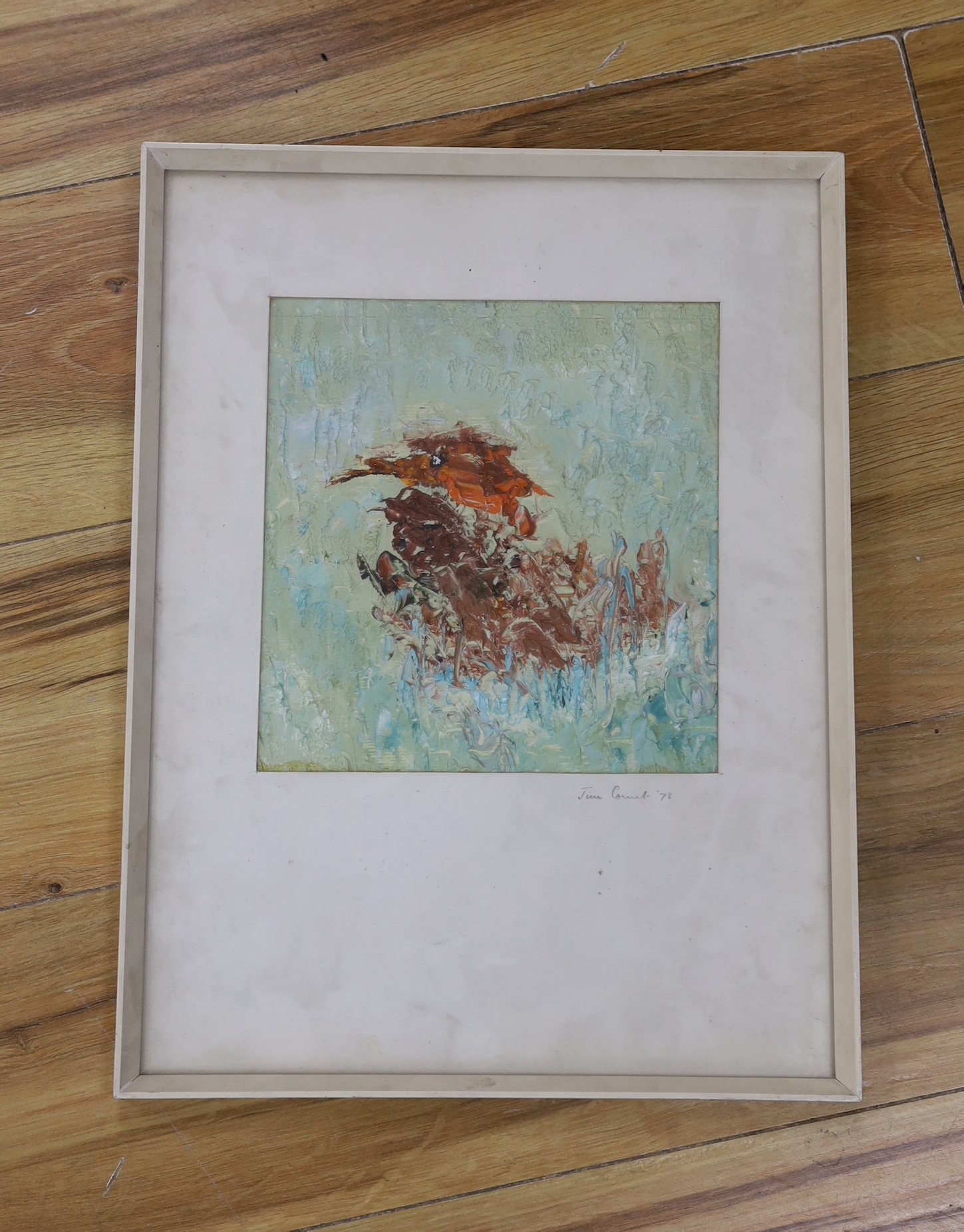 Jim Cornet, oil on card, Study of a bird, signed on the mount and dated '73, 21 x 20cm